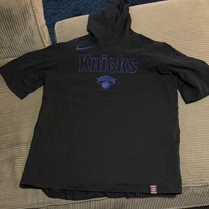 Nike Black and Blue Knicks Tee with hood XL worn once